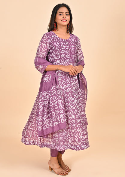 Purple Color Chanderi Silk Cotton Salwar Suit