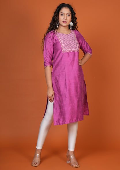 Magenta Color Straight Cut Kurti