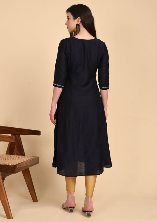 Womens Black Color Embroidery Kurti