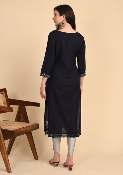 Navy Cotton Flex Kurti