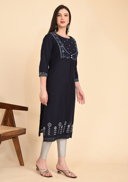 Navy Cotton Flex Kurti