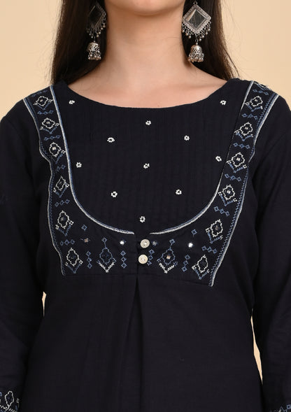 Navy Cotton Flex Kurti