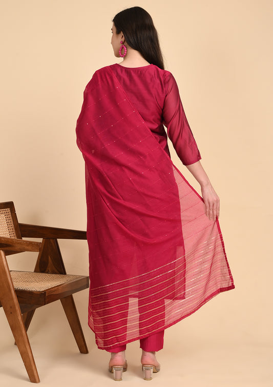 Womens Deep Pink Sequence Salwar Suit