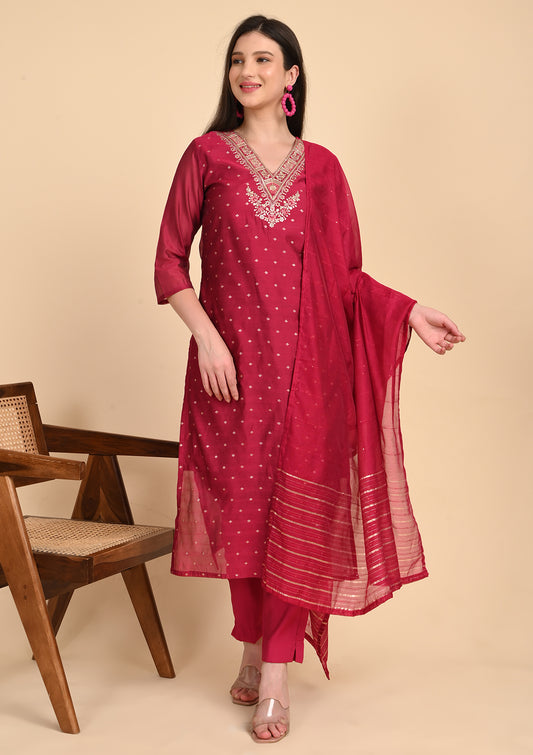 Womens Deep Pink Sequence Salwar Suit