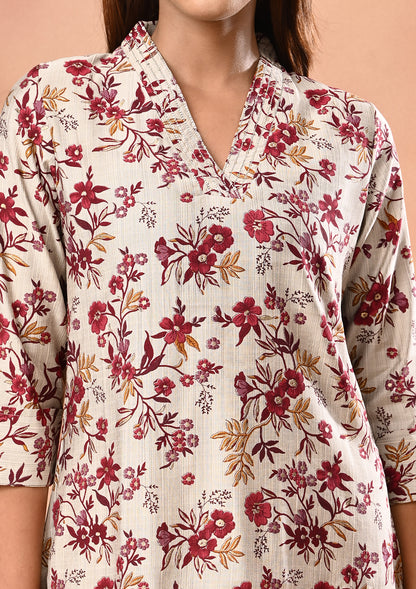 Womens Floral Printed Straight Cut Kurti