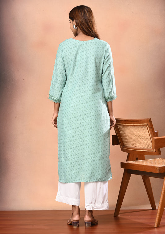 Womens Floral Printed Straight Cut Kurta