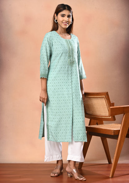 Womens Floral Printed Straight Cut Kurta