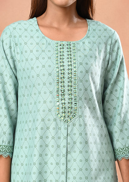 Womens Floral Printed Straight Cut Kurta